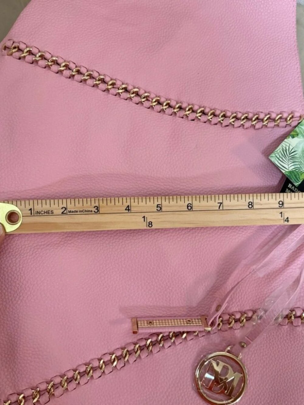 Badgley Mischka Pink Decorative Gold Chain Tote NWT - Picture 5 of 9